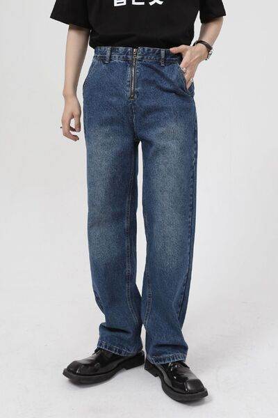 Mid Rise Baggy Jeans with Pockets - Hovatok