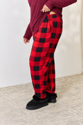 Zenana Full Size Plaid Round Neck Top and Pants Pajama Set - Hovatok
