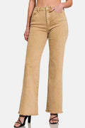 Zenana Acid Washed Frayed Hem Bootcut Jeans - Hovatok