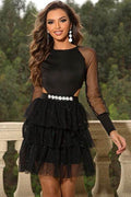 Cutout Round Neck Mini Dress - Hovatok