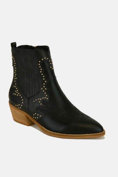Beast Fashion Studded Detail Point Toe Boots - Hovatok