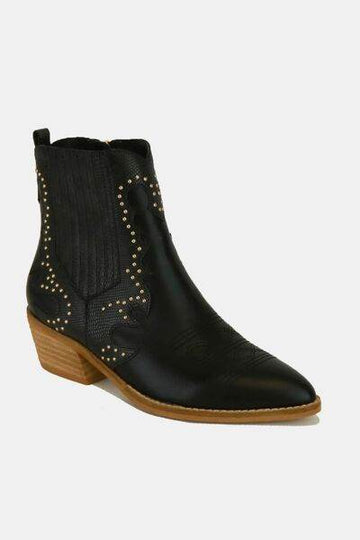 Beast Fashion Studded Detail Point Toe Boots - Hovatok
