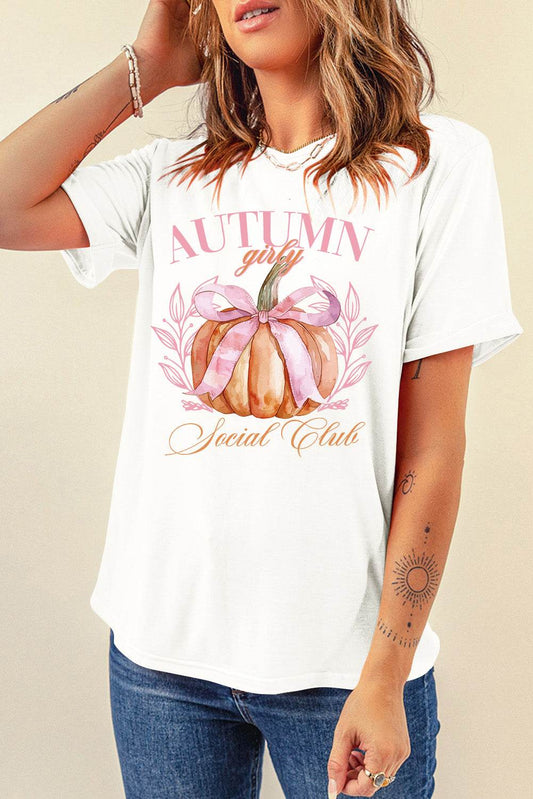 Pumpkin Graphic Round Neck Short Sleeve T-Shirt - Hovatok