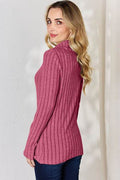 Basic Bae Full Size Ribbed Mock Neck Long Sleeve T-Shirt - Hovatok