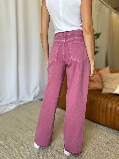 RFM Full Size High Rise Garment Dye Wide Leg Jeans - Hovatok
