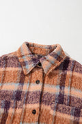 Plus Size Plaid Collared Neck Long Sleeve Jacket - Hovatok