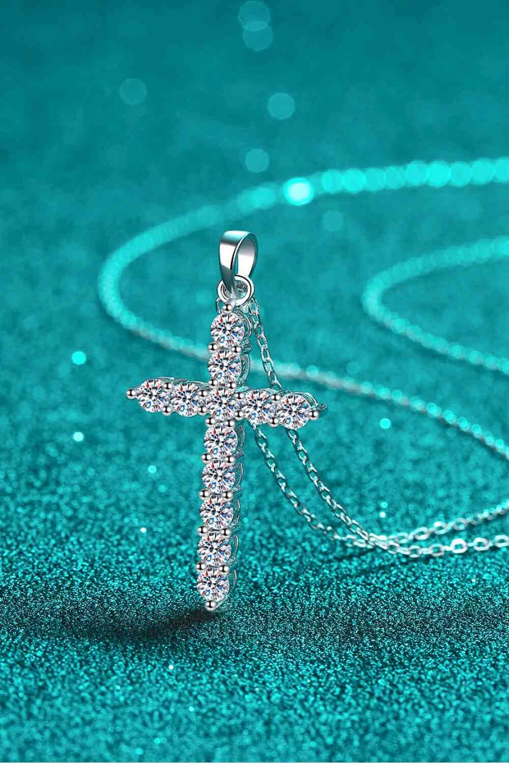 Adored 925 Sterling Silver Cross Moissanite Necklace - Hovatok
