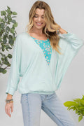 Celeste Full Size Floral Round Neck Top with Two Layer Detail - Hovatok