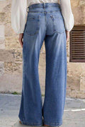 Pocketed Embroidered Straight Leg Jeans - Hovatok