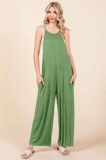 Culture Code Full Size Sleeveless Wide Leg Jumpsuit with Pockets - Hovatok
