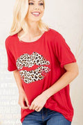 Heimish Full Size Leopard Lip Round Neck Short Sleeve T-Shirt Plus Size - Hovatok