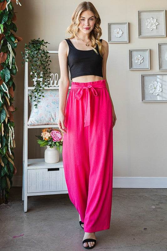 Heimish Full Size Front Tie Pants with Paperbag Waistband Plus Size - Hovatok