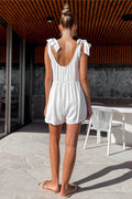 Full Size Scoop Neck Tie Shoulder Romper - Hovatok