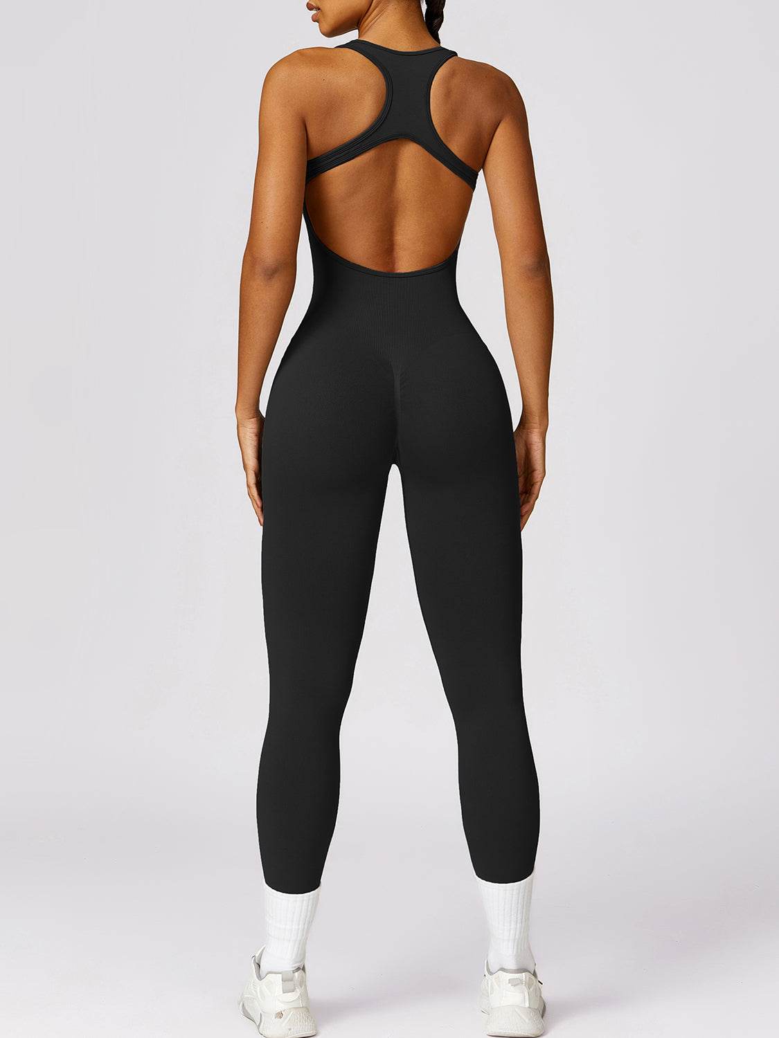 Basic Bae Sleeveless Cutout Racerback Active Jumpsuit - Hovatok
