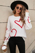 Angel Wings Heart Dropped Shoulder Long Sleeve Sweater - Hovatok