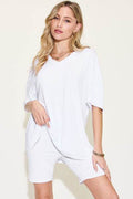 Basic Bae Full Size V-Neck Drop Shoulder T-Shirt and Shorts Set - Hovatok
