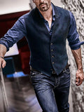 Men's Full Size Button Down Vest Plus Size - Hovatok
