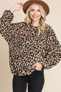 Culture Code Leopard Faux Fur Round Neck Top - Hovatok