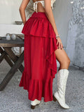 Devine High-Low Ruched Layered Skirt - Hovatok