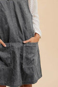 Annie Wear V-Neck Adjustable Strap Denim Overall Dress with Pockets - Hovatok