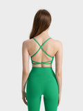 Millennia Crisscross Back Scoop Neck Active Cami with Detachable Chest Pads - Hovatok