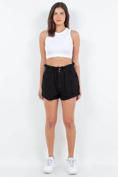 American Bazi High Waist Paper Bag Shorts - Hovatok