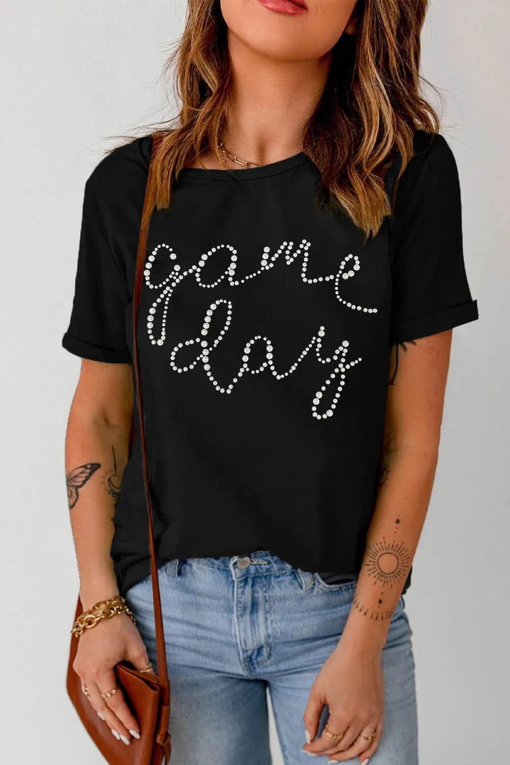 Full Size GAME DAY Round Neck Short Sleeve T-Shirt - Hovatok
