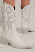 Beast Fashion Rhinestone Detail Point Toe Boots - Hovatok