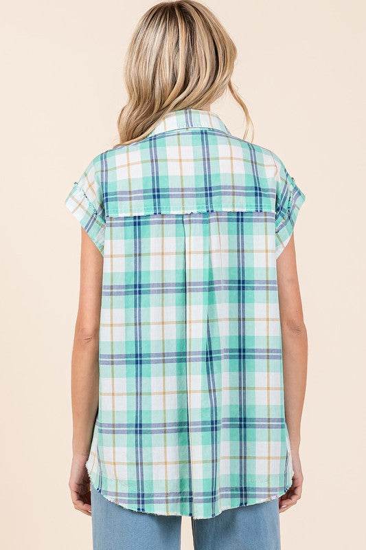 Mittoshop Mineral Wash Plaid Button Down Shirt - Hovatok