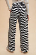 Annie Wear Drawstring Checkered Wide Leg Pants - Hovatok
