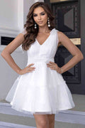 V-Neck Shoulder Detail Mesh Dress - Hovatok