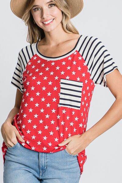 Heimish Full Size Star & Striped Round Neck Short Sleeve T-Shirt Plus Size - Hovatok
