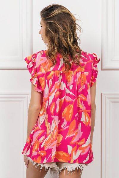 BiBi Smocked Yoke Ruffled Floral Top - Hovatok