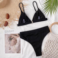 Spaghetti Strap Ribbed Bikini Set - Hovatok