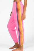 Contrast Striped Elastic Waist Active Pants - Hovatok