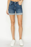 RISEN High Rise Cuffed Denim Shorts - Hovatok