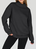 Mock Neck Drop Shoulder Long Sleeve Sweatshirt - Hovatok