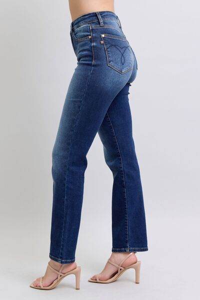 Judy Blue Full Size Washed Straight Leg Jeans with Pockets - Hovatok