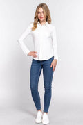ACTIVE BASIC Long Sleeve Front Pocket DTY Brushed Shirt - Hovatok
