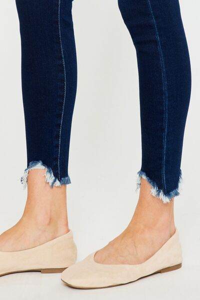 Kancan Full Size High Rise Frayed Ankle Skinny Jeans - Hovatok