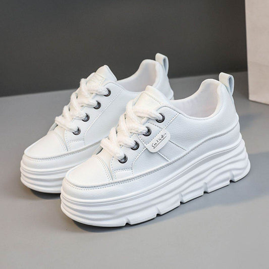 Lace Up Round Toe Platform Sneakers - Hovatok