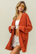 BiBi Open Front Drop Shoulder Cardigan with Pockets - Hovatok