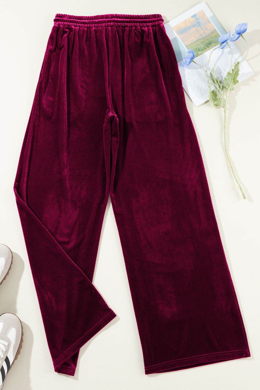 Drawstring Waist Wide Leg Active Pants - Hovatok