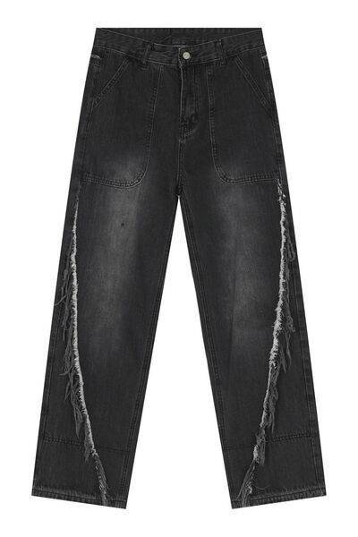 Raw Hem Jeans with Pockets - Hovatok