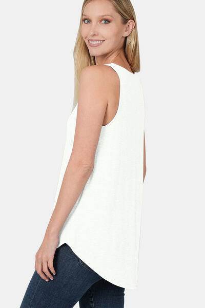 Zenana Round Neck Curved Hem Tank - Hovatok