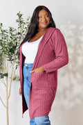 Basic Bae Full Size Hooded Sweater Cardigan - Hovatok