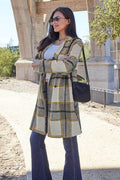 Double Take Full Size Plaid Button Up Lapel Collar Coat - Hovatok