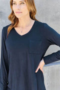 Basic Bae Full Size V-Neck Long Sleeve Top - Hovatok