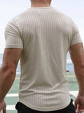 Men's Round Neck Short Sleeve Striped T-Shirt - Hovatok