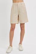 RISEN High Rise Pleated Front Shorts - Hovatok